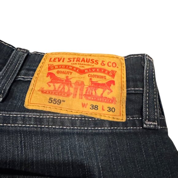 Levis Mens 559 Relaxed Straight Jeans W38 L30 Dark Wash Denim - Picture 5 of 6